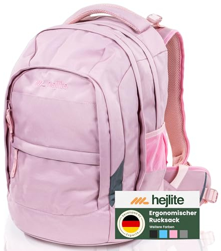 hejlite Schulrucksack Teenager ab 5. Klasse [ergonomisch leicht] rosa 30 l | Entwickelt in Germany | Schulranzen Jungen 5 Klasse | Schulrucksack Jungen | Schulranzen Mädchen 5.Klasse | Schultasche
