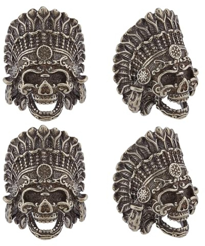 SUPERFINDINGS Tibetan Style Alloy European Beads Skull Sword Lanyard Bead Indian Chief Large Hole Beads Red Copper Beads for Keychain Bracelet Accessories
