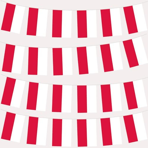 10m Guirnalda Bandera de Polonia,30 Doble Cara Pequeña Personalizada Banderas,para Decoración Patio,Balcón,Jardin,Barra,para Juegos de Fútbol,Eventos Deportivos,Día Nacional,Fiesta de Polonia