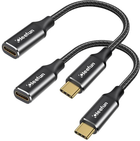 CLEEFUN USB C Verlängerungkabel Kurz 0.3M 2Stück,USB 3.2 Stecker auf Buchse | Unterstützt 10Gbps Sync 100W Lade für iPhone 15, MacBook Air/Pro, Galaxy S24/S23, Pad, Hub