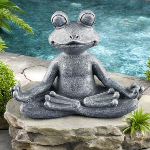 Pujipu Statue de grenouille de Bouddha méditante, grenouille zen, figurines de grenouille de jardin zen pour décoration de maison et de jardin, idée cadeau pour bureau, chambre, extérieur, cour,