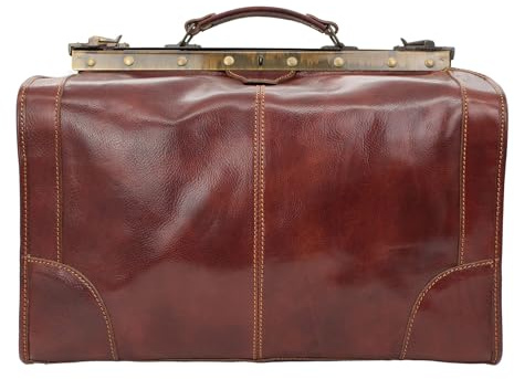 bupell Riziero Arzttasche aus 100% pflanzlich gegerbtem Leder - Mit Herkunftszertifikat - Doktortasche und Hebammentasche, handgefertigt in Italien