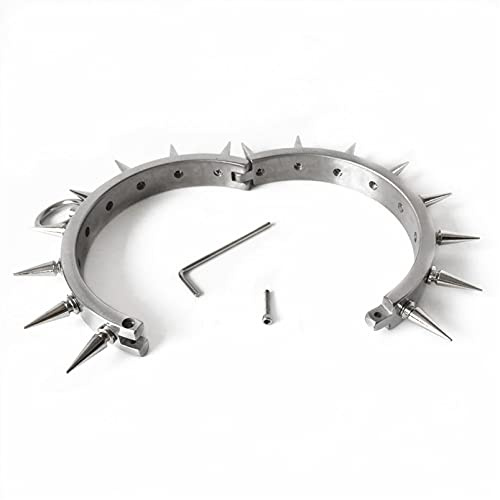 Neue Edelstahl Metall Bondage Halsband Mit Dorn Abnehmbare Spike Sklaven Restraint Neck Kragen/Halsreif/Halsfessel SM Fesseln Erwachsene Rolle Spielen Paare(Frauen Innen Ø 11.7cm)