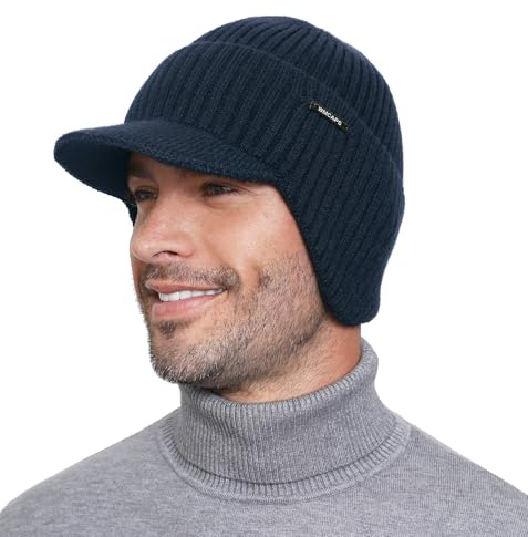 Wmcaps Wintermütze mit Ohrenschützern und Schirm für Herren | Ultrawarme Fleece, Kompletter Ohrenschutz, schützt vor Sonne, Regen und Schnee, für Winter & Outdoor, Geschenk für Männer