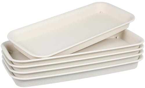 YARNOW 5 StüCk Rechteckige Pflanzenuntersetzer Aus Kunststoff, Blumentopf Untersetzer FüR Innen- Und AußEnbereich, Abtropfschale FüR BlumentöPfe, 27,9 X 10,9 X 2,8 cm (Beige)