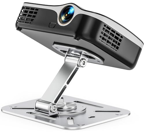 BAISHUN 3-in-1 Projector Stand – Desk, Wall and Ceiling Mount with 1/4-Inch Thread, Foldable, Easy Setup, Height Adjustable and 360-degree Rotation Compatible with Most Projectors for Home, Office