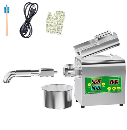 WDDEYYDS Acier Inoxydable Presse à Huile électrique 1500W, Extracteur D'huile Chaud/Froid avec Contrôle Intelligent de La Température, pour Noix et Graines (3 à 6 Kg/H), 110V/220V