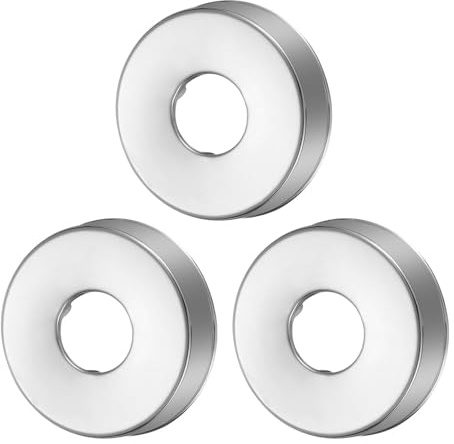 sourcing map 3 Pcs Shower Arm Flange, 0.8x2.4x0.6(21x60x15mm) Stainless Steel Round Escutcheon Plate, Wall Split Flange, Wall-Mounted Water Pipe Cover for Pipe, Silver