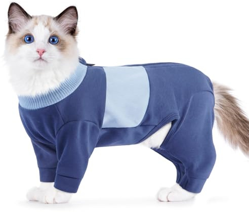 Kattbody med ben, kattkostym, vinterjacka, kattbody efter Op med ärmar, förhindrar läckage och repor vid sömmar (blå, 2XL)
