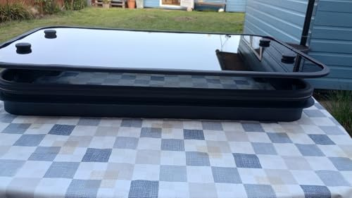 RV Caravan Roof Window Hatch W/LED Light, RV Caravan Trailer Modified Car Roof Window Skylight,V Roof Top Vent Kit,White,46cm x 76cm