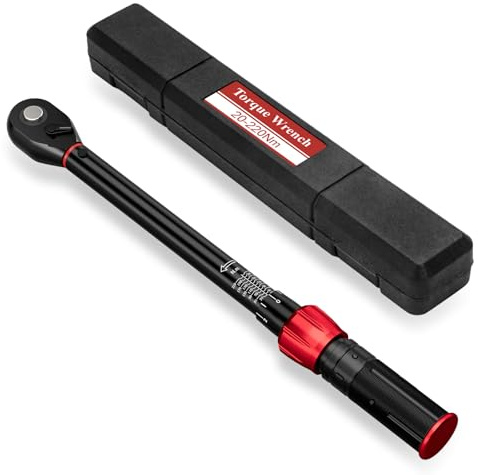 NADOKHI Clé Dynamométrique 20-220Nm, 1/2 Clé Dynamométrique avec 72 Dents Clé à Cliquet Réversible, Haute Précision ±3% avec Boîte de Rangement pour Autos, Motos et Camion