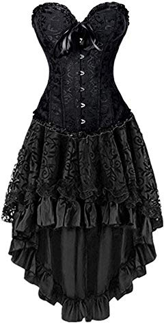 Korsett Kleid Elegant Corsage Set Bustier Corsagenkleid Damen Blumen Rock Gothic Dress Halloween Kostüm Corsagenkleid Damen