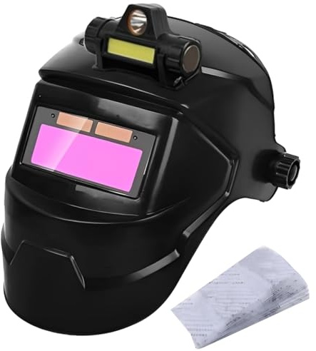 Welding Mask Auto Darkening, Solar Powered Automatic Welding Helmet with 10 Auto Darkening Filter and Removable Headlight, Adjustable Shade Welders Mask for TIG, MIG, Arc Weld Grinding