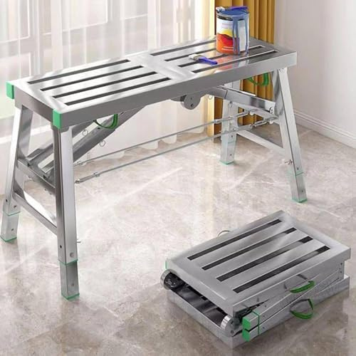 Torre de andamio portátil ajustable con capacidad de 400 kg, plataforma de trabajo plegable, taburete de altura ajustable para uso multiusos (140 x 37 cm)