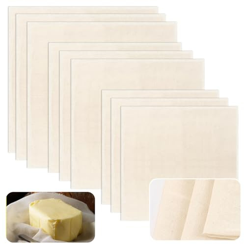 9 Stück Passiertuch - Käsetuch aus 100% Baumwolle, Feingewebte, Waschbare, Wiederverwendbare Käsetücher/Abseihtuch in 3 Größen (40×40, 50×50, 60×60) für Käse, Saft, Nussmilch, Tofu, Küche