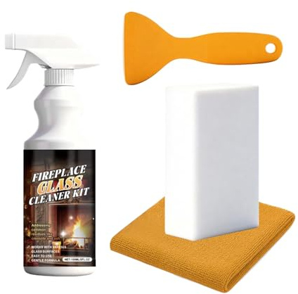 Peufcmi Detergente Per | Con Raschietto E Detergente,Set Pulitore 150ml Con Asciugamano - Per Griglie Schermo Acciaio Piastrelle Pietra Marmo Fuliggine Creosoto Esterno Interno