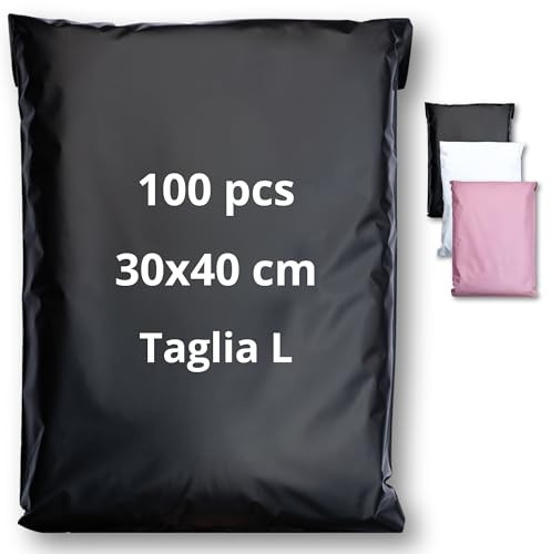 EMBALLAX - 100 Buste per Spedizioni Vinted - Taglia L - 30x40cm - NON TRANSPARENTI/ULTRA-RESISTENTI - Sacchetti Spedizione in Plastica - Pacchi per Spedizioni Postali - Scatola