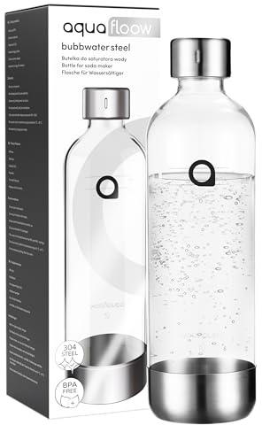Aquafloow Ersättningsflaska för Kolsyremaskin – BPA-fri 0,8 L Plastflaska med Rostfri Stålbotten, Återanvändbar Flaska för Kolsyrat Vatten