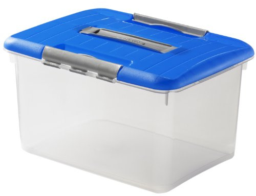Curver 00032-376-00 Transportbox Optimabox - L, 15 L, transparent/blau/silber