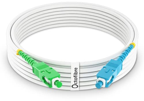 Octofibre - Câble Fibre Optique Freebox - 5m - Renforcé avec Blindage Kevlar - Rallonge/Jarretière Fibre Optique - SC APC vers SC UPC - Garantie 10 Ans