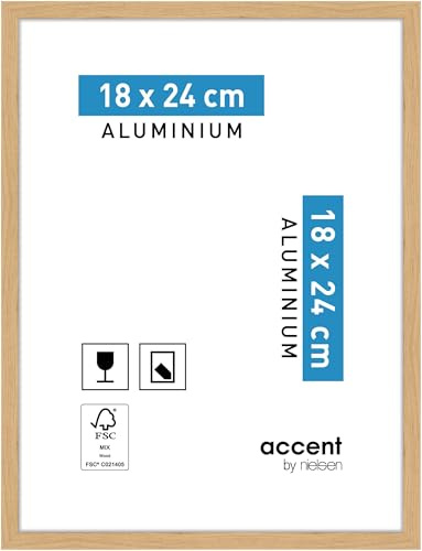 accent by nielsen Aluminium Bilderrahmen Duo, 18 x 24 cm, Hellbraun | Aluminium Fotorahmen im Hoch- & Querformat zum Auftstellen und Aufhängen Hellbraun matt Echtglas