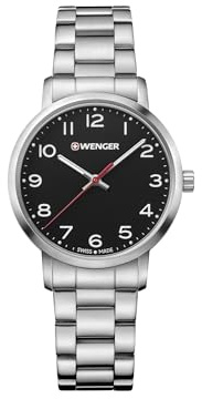 WENGER Unisex Armbanduhr Avenue Ø 35 mm, Swiss Made, Analog Quarz, Wasserdicht bis 100m, Silikon-Armband