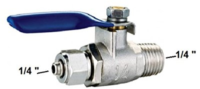 2 x Wasseranschluss Kugelhahn Ventil mit 1/4 Ausgang für Osmose Schlauch Verbindung , Absperrhahn für Wasserfilter Osmoseanlage Umkehrosmose Kühlschrank Filter Küchenfilter u Aquarium Schlauch