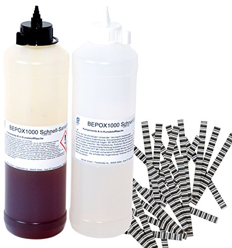 Schnellreparaturharz BEPOX1000 + 30 Stk. Estrichklammern, Gießharz, Sanierharz, Rissharz, 600 ml
