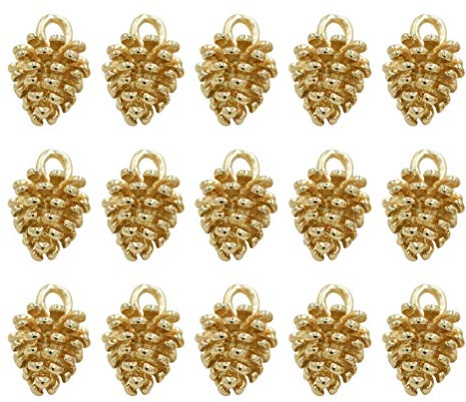 Supvox 100 stücke Legierung anhänger tannenzapfen Charme DIY hängen Ornament weihnachtsschmuck Machen (golden)