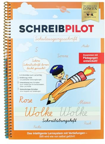 SCHREIBPILOT Schreiblernheft für ABC-Schützen mit vorgeprägten Buchstaben zum Erlernen der Schreibschrift in Schulausgangsschrift | Lernsystem entwickelt von Lehrern, Professoren und Schülern