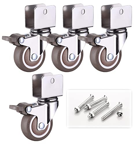 Suwooy 4 STK. U-bügel Lenkrollen 25mm 32mm,Gummi Möbelrollen Räder,Schwenkrollen,Transportrollen,Rollen Für Möbel,Geräuschlos,Lenkrollen Für Möbel Krippen Blumenständer,4Brakes-25mm/U16