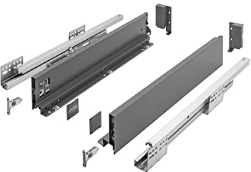 MS Beschläge Schubladensystem Schubkastensystem Soft Close Funktion Küchenschublade 40 kg Traglast Schubladen-Set Anthrazit Schubladenauszug Vollauszug (Länge: 400mm, Höhe: 86mm)