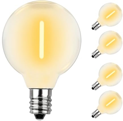 GLUROO 5 Pack LED E12 Edison Screw Globe G40 Bulbs, Warm White Replacement Bulb for G40 Outdoor String Lights,2700K AC230V Shatterproof Waterproof Bulbs for Indoor Outdoor Decoration
