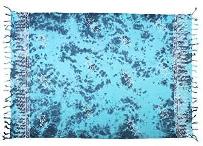Großes Pareo Sarong Tuch Damen - Wickelrock Strand - Strandtuch dünn und blickdicht als Wickeltuch oder Umkleidehandtu,Wickelkleid damen Handarbeit aus Fair Trade Herstellung + Gratis Schnalle