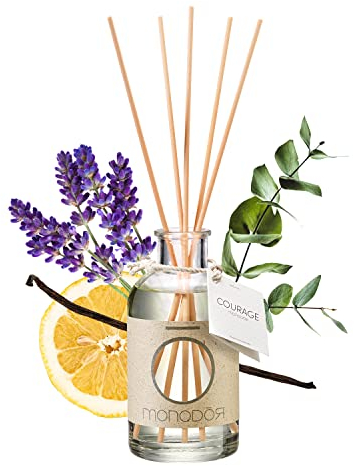 Duftstäbchen Raumduft Erfrischend Made in Italy - langanhaltend 200ml - nachhaltiger Raumduft Lavendel, Salz, Vanille, Zitrone - für kühles, frisches Raumklima - MONODOR Courage