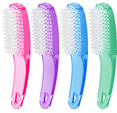 Larbois Spazzola per unghie per la pulizia delle unghie, confezione da 4 pennelli con impugnatura per unghie, spazzola per la pulizia delle unghie, per dita dei piedi e unghie, per donne e uomini