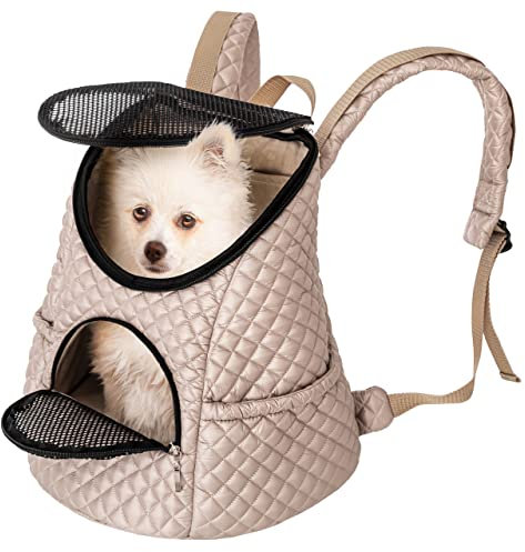 Rucksack für den Transport von Tieren, Tragetasche, Katzenrucksack, Katzenbox, Hundetasche, Hunde oder Katzenleine, Beige, Gr.1: 32x31x24 cm