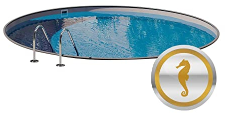 Rundpool EINGELASSEN - Umfangreiches Komplettset - Hochwertiges Stahlwand Schwimmbecken in Anthrazit - Sondermodell Milano Grigio inkl. Wärmepumpe Sandfilter Leiter Vlies Skimmer (Ø 5,00 x 1,20 m)