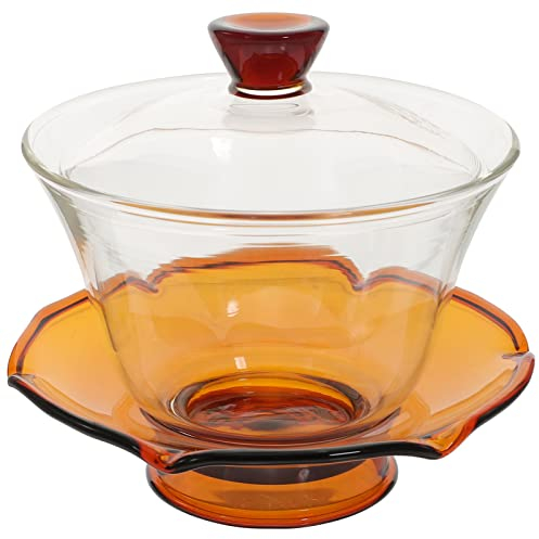 Kichvoe Tazza Da Tè Con Coperchio in Vetro Trasparente Tazza Da Tè Con Piattino Per Preparare Stile Tradizionale Cinese Decorazione Elegante Per Casa