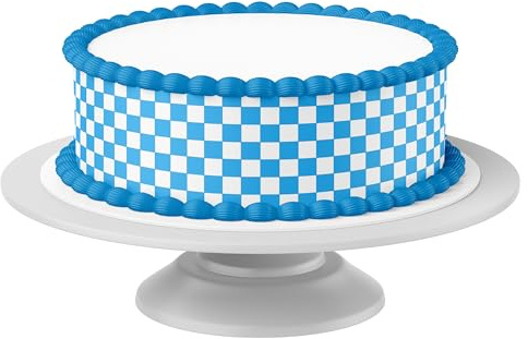 Tortenband Checkered Flag BLAU essbar - 4 Stück á 24cm x 5cm passend für Torten bis 30 cm zum mitessen - kreative Dekoration für Torten