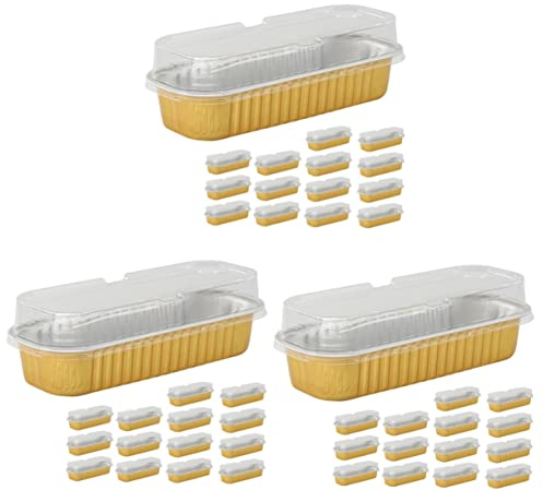 OQHAIR 150 Pcs Aluminum Foil Cake Box Portable Grills Raclette Grill Bread Pan with Lid Small Loaf Bakeware Mini Loaf Pan Cake Slice Container Multi-Function Grill Box Camping Accessory (