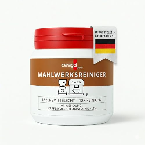 ceragol Mahlwerkreiniger Vollautomat und Kaffemühle, 200g - Reinigungsbohnen Mahlwerk - Kaffeemühlenreiniger - Mahlwerk Reiniger für Kaffeevollautomaten und Mühlen - Grinder Cleaner Kaffeemaschine