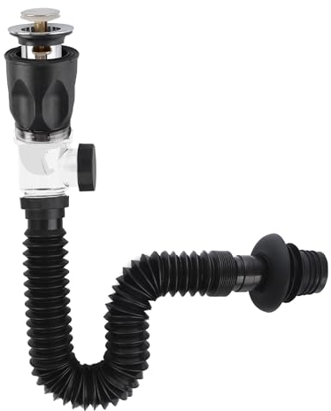 Hibbent Siphon Waschbecken Kit, Waschbecken Ablaufgarnitur mit Flexibler Ablaufschlauch, Abfluss Waschbecken Set für Badezimmer Küchenspüle, Geruchsdicht und Auslaufsicher -Chrome