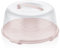 Best House | Round Cake Box | PINK | 1 Pc | W 32.5cm x H 12.5cm | Plastic Clear Cake Carrier | Transport Storage Food Container Takeaway Holder with Lid Carry Handle, Cake Stand with Lids