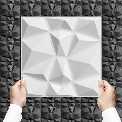 30x30cm 3D Paneele PVC Kunststoffpaneele Wandpaneele Gaming Zimmer Wand Decke 3D Optik PVC 3D Platten 30 Stück - 2,7m² Weiß D094-1
