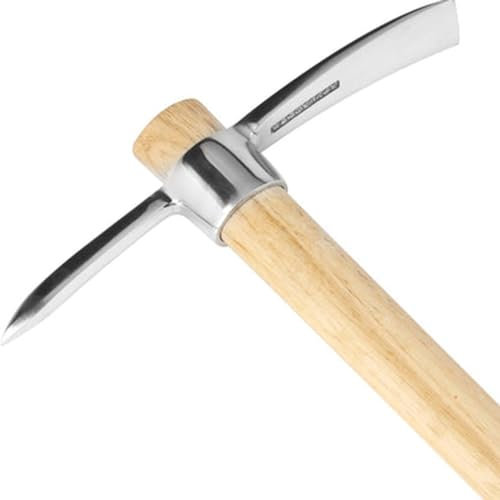 Azada de jardín,Azada de pico desmontable,Azada de pico de acero inoxidable con mango de madera,Herramienta de azadón de jardín de púa de madera resistente,Adecuado for jardines de escena, viveros, pl