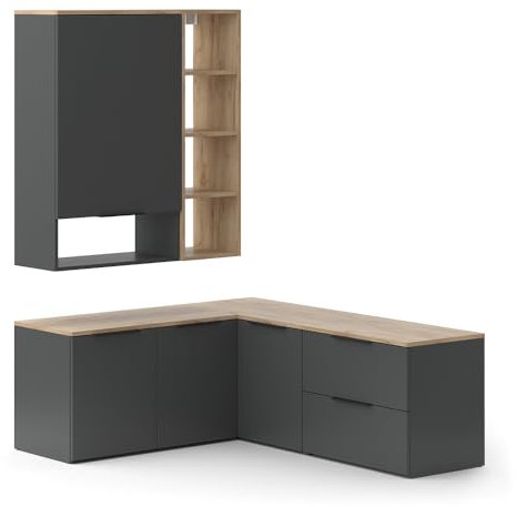 Vicco Wohnwand Wido, Anthrazit/Sonoma, 5 Teile