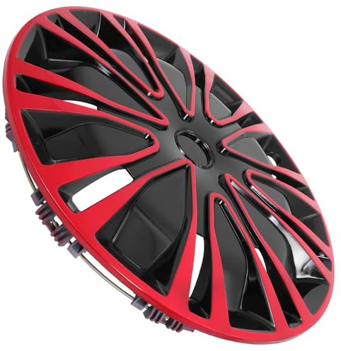 TOPPERFUN Enjoliveurs 14 Pouces Rouge Et Noir Couvre-Moyeux Universel pour Voiture Cache-Moyeu Durable Et Facile À Installer ProtèGe Roue Contre Rayures