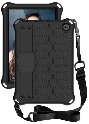 Schutzhülle kompatibel mit Kindle Fire HD8 / HD8 Plus (2020) Tablet-Hülle für Kinder, EVA, leicht, stoßfest, mit Griffständer, für Kindle Fire HD8/HD8 Plus (2020), Schwarz