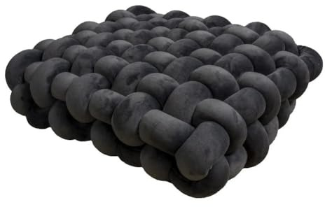 1 coussin carré noué oreiller esthétique nordique chaise de bureau coussin décoratif en peluche dormeuse nœud dos fait main coussin gris foncé 40 x 40 x 12 cm